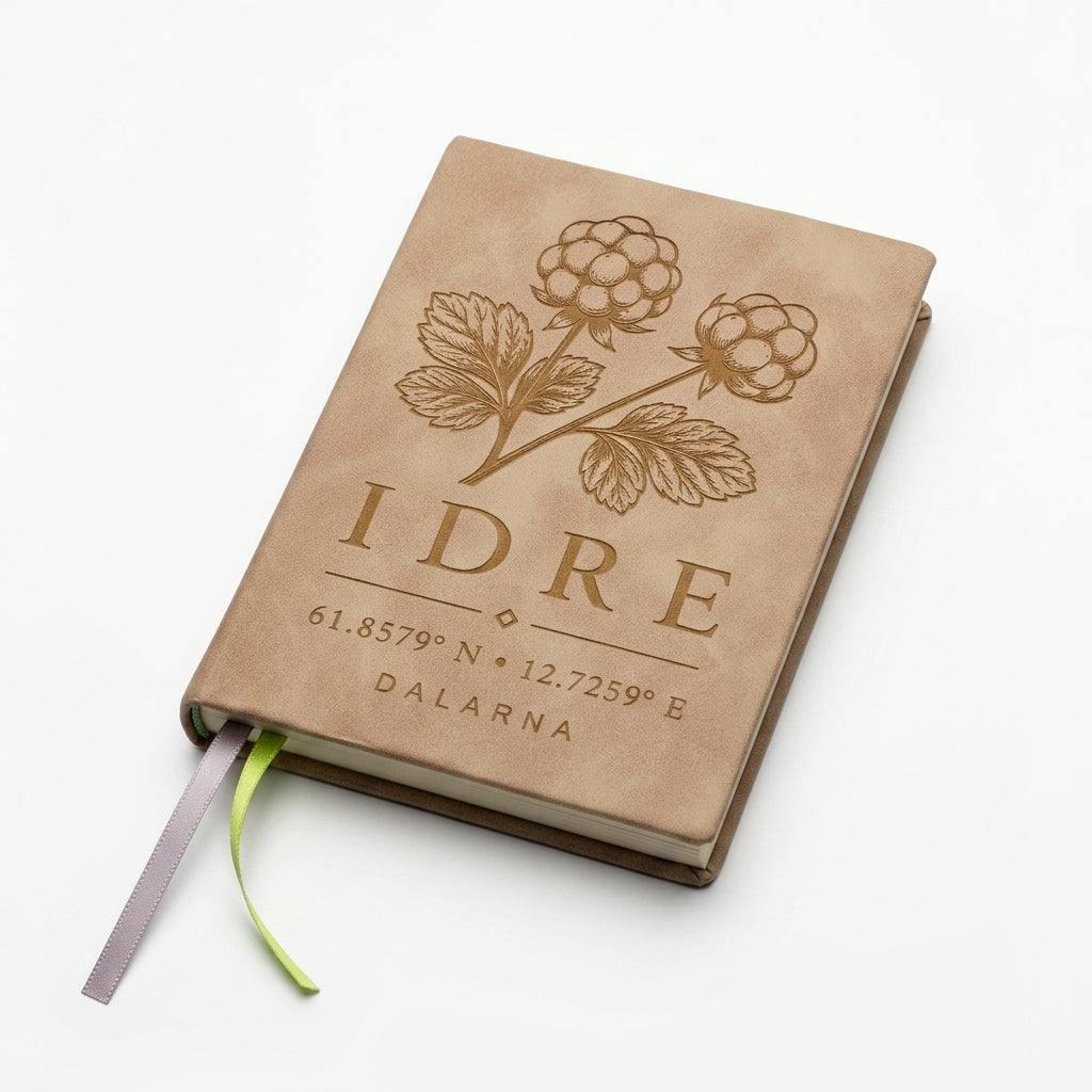 Bok med läderpärm - "Hjortron - Idre" (A6)